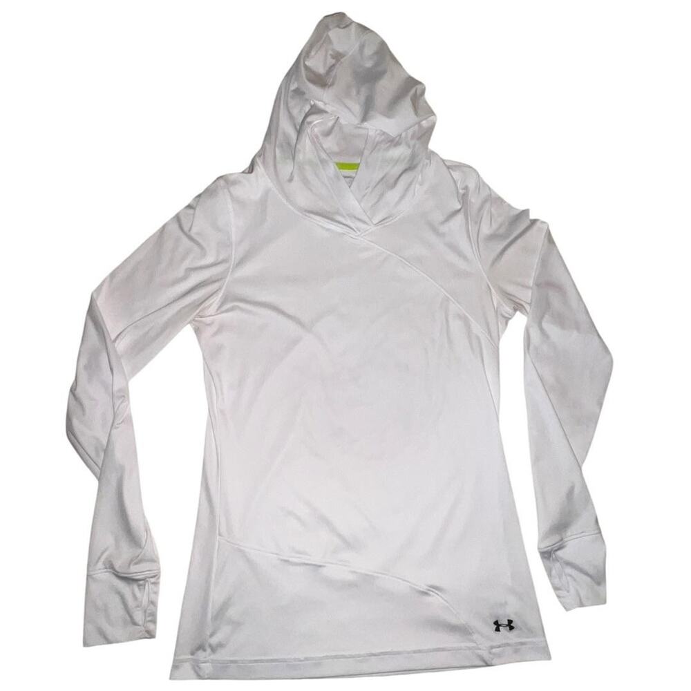 Under Armour Hoodie Womens Large White HeatGear Catalyst V-Neck Thumbhole